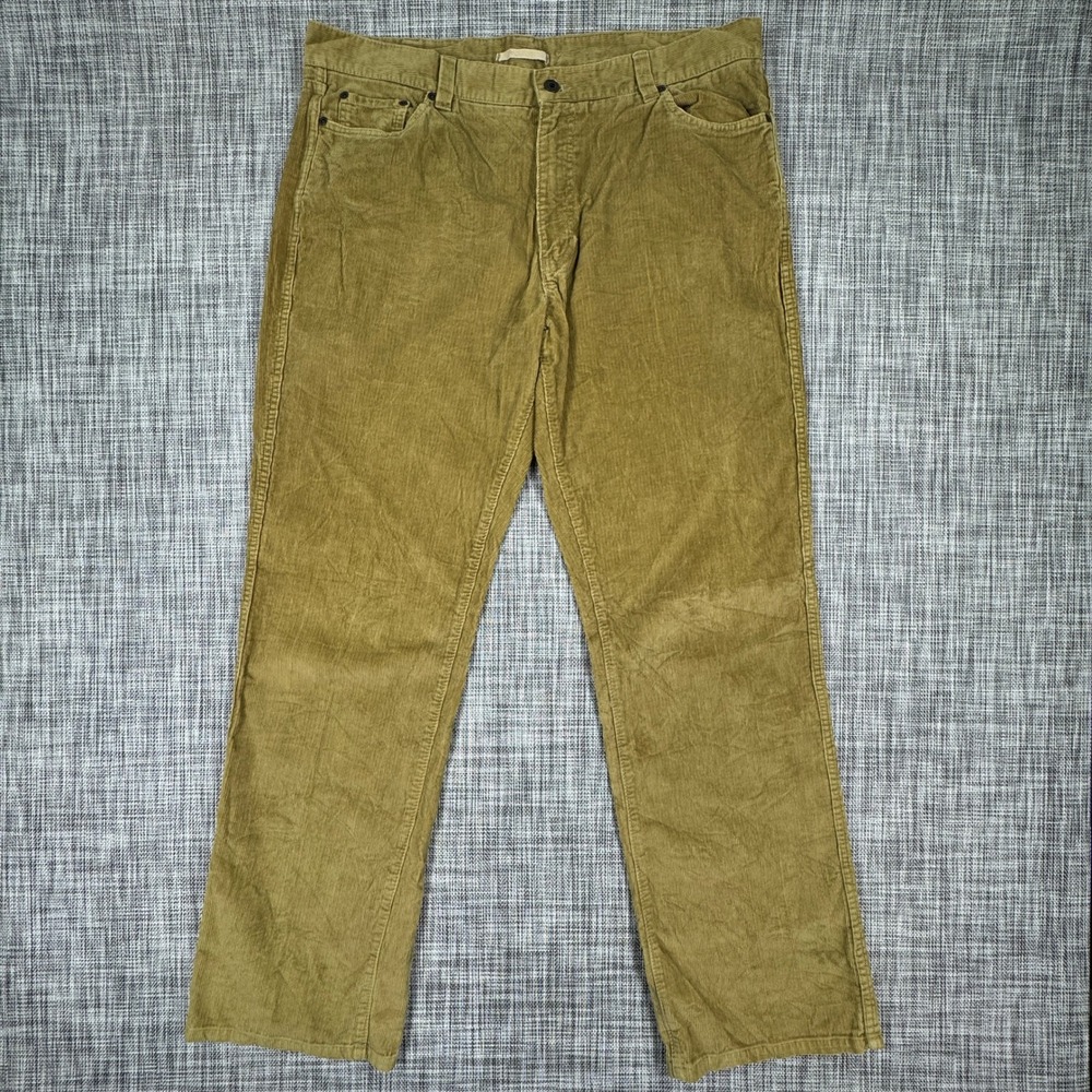 LL Bean Mens Corduroy Pants 38x34 Standard Fit Cotton Khaki Straight 5 Pocket